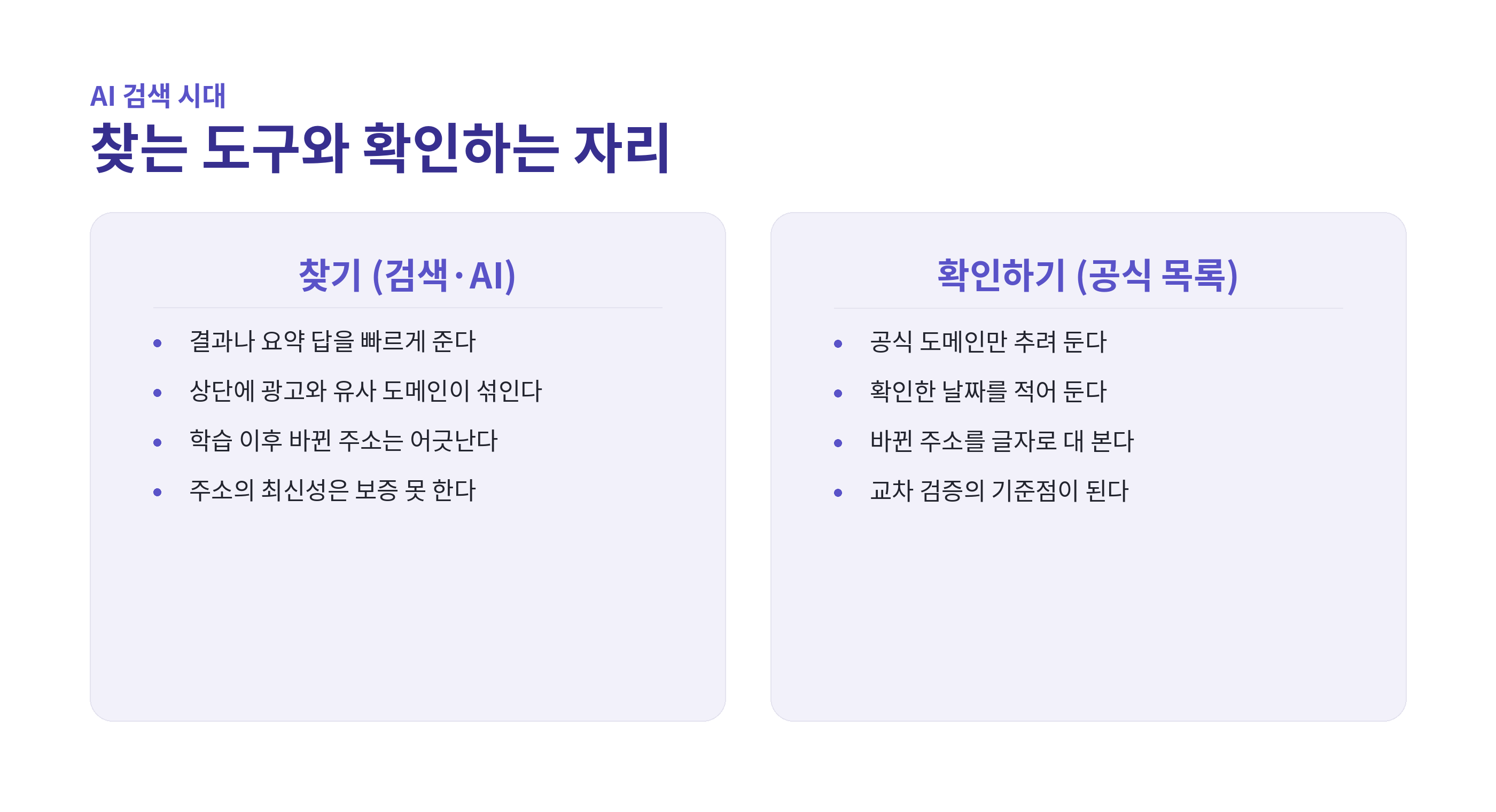 AI 검색 주소를 확인하는 공식 주소모음 대조